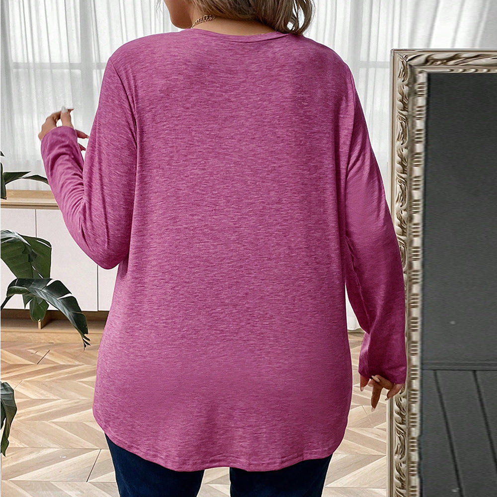 Dame langærmet top med asymmetrisk snit og dekorative knapper Stilla