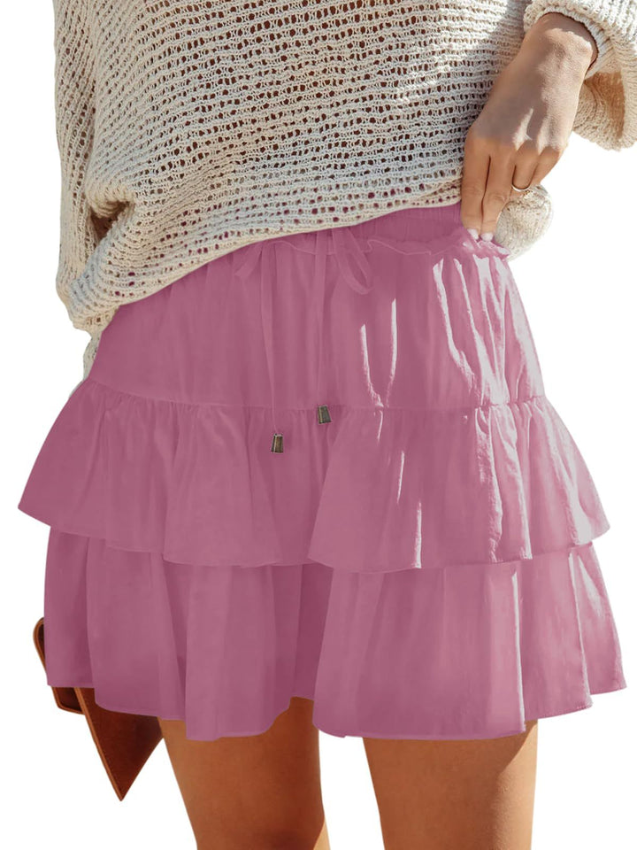 Stilla | Trendy Rynket Lagdelt Højtaljet Mini Skirt