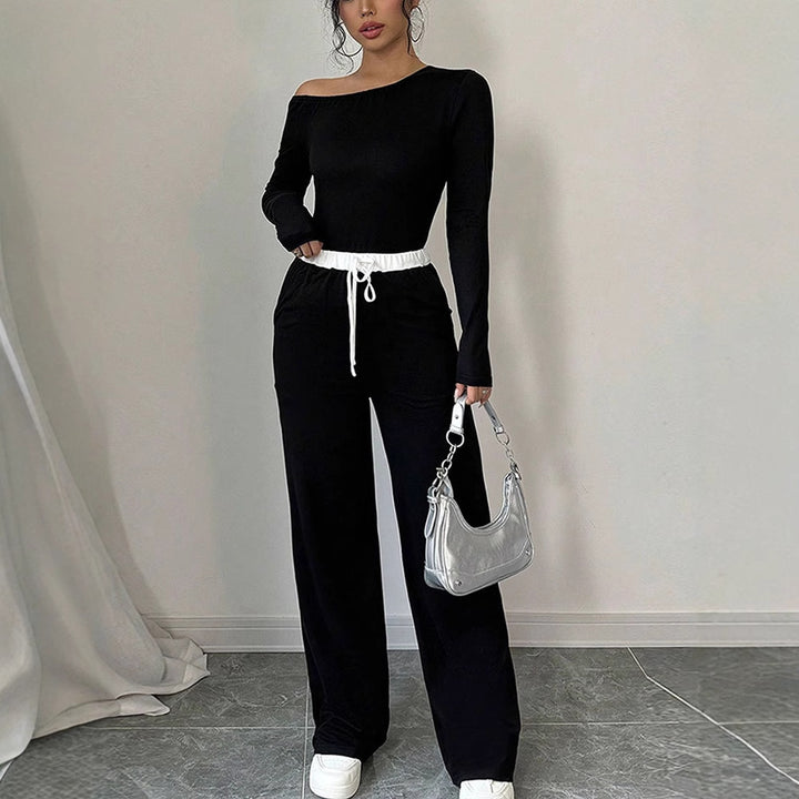 Damer Elegant jumpsuit med asymmetrisk overdel og bred ben Skovae