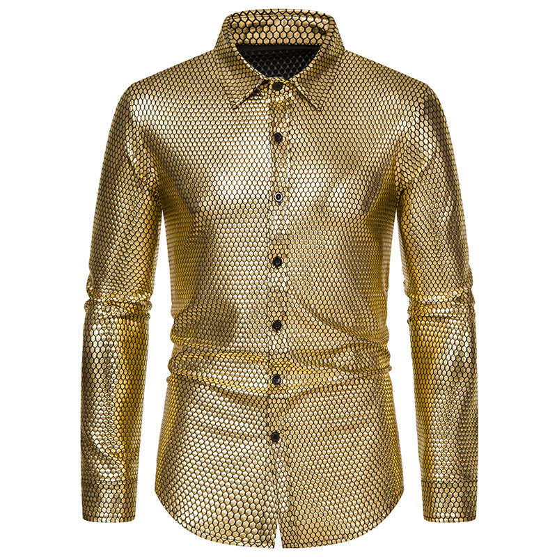 Herrer Metallic Vævstruktur Skjorte Stilla