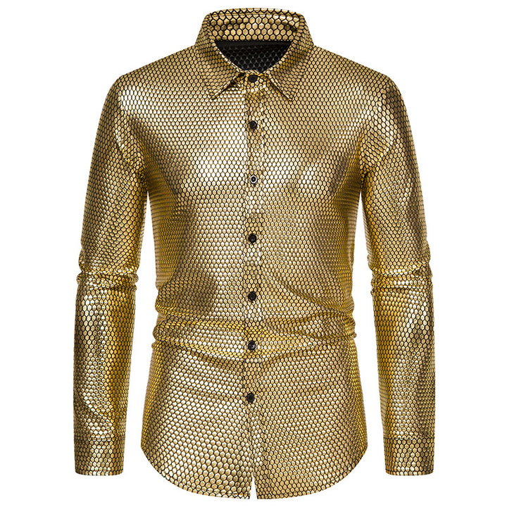 Herrer Metallic Vævstruktur Skjorte Stilla