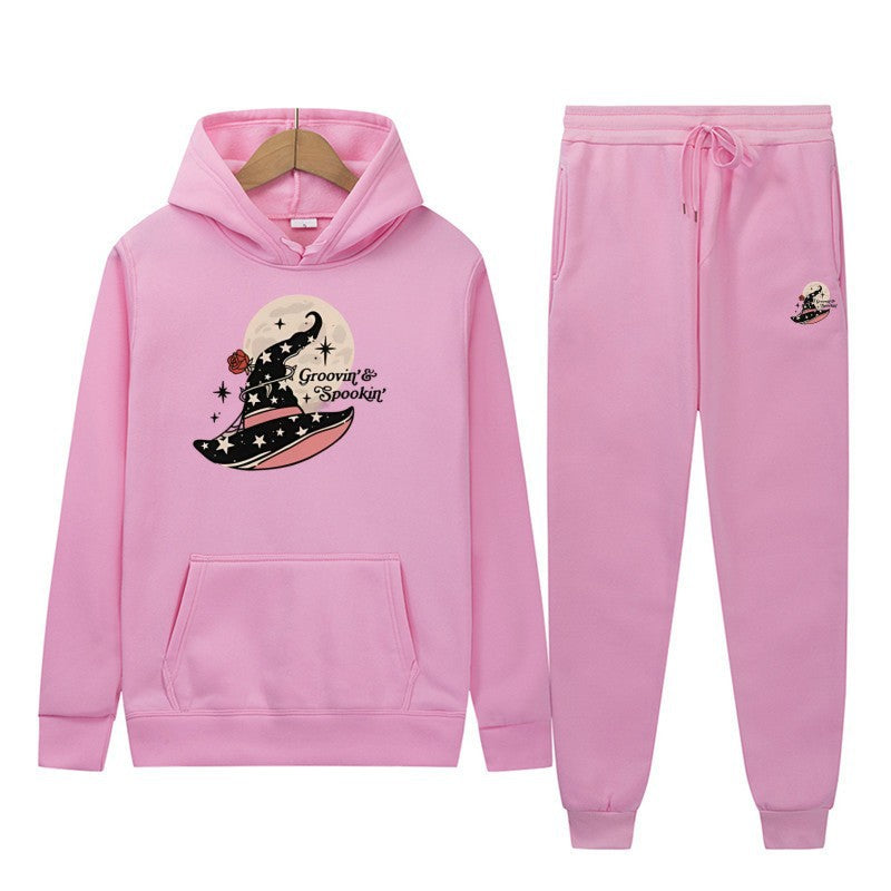 Dame Hoodie Sweatshirt og Joggingbukser Sæt med Cool Halloween Design Skovae