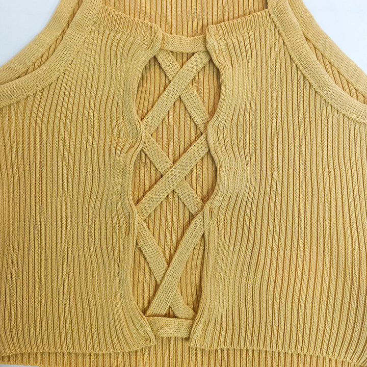 Dame cropped top med raffinerede bindebånd Stilla