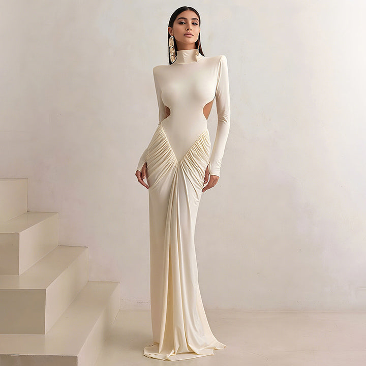 Dame Elegant maxikjole med dyb rygudskæring og raffinerede draperinger Skovae