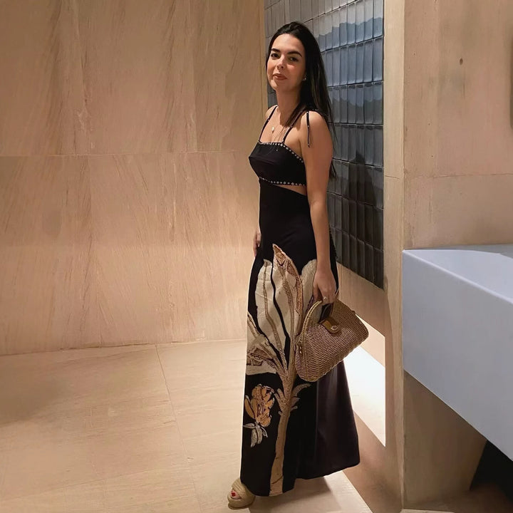 Femme Cutout Floral Maxi Kjole Stilla