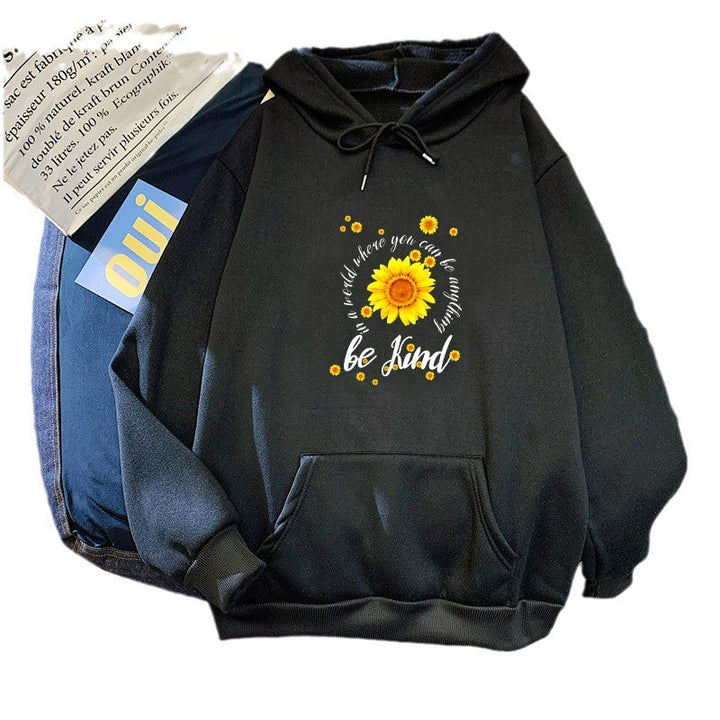 Kvinders hoodie med inspirerende solsikke design Skovae