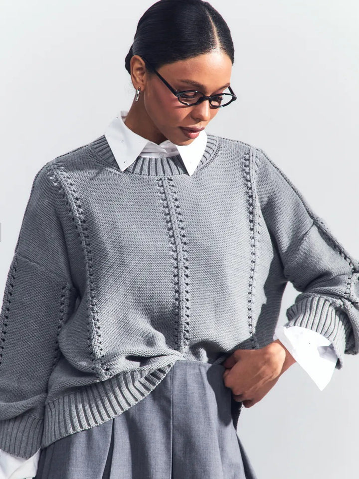 Femme Casual Åben-Strik Pullover Stilla