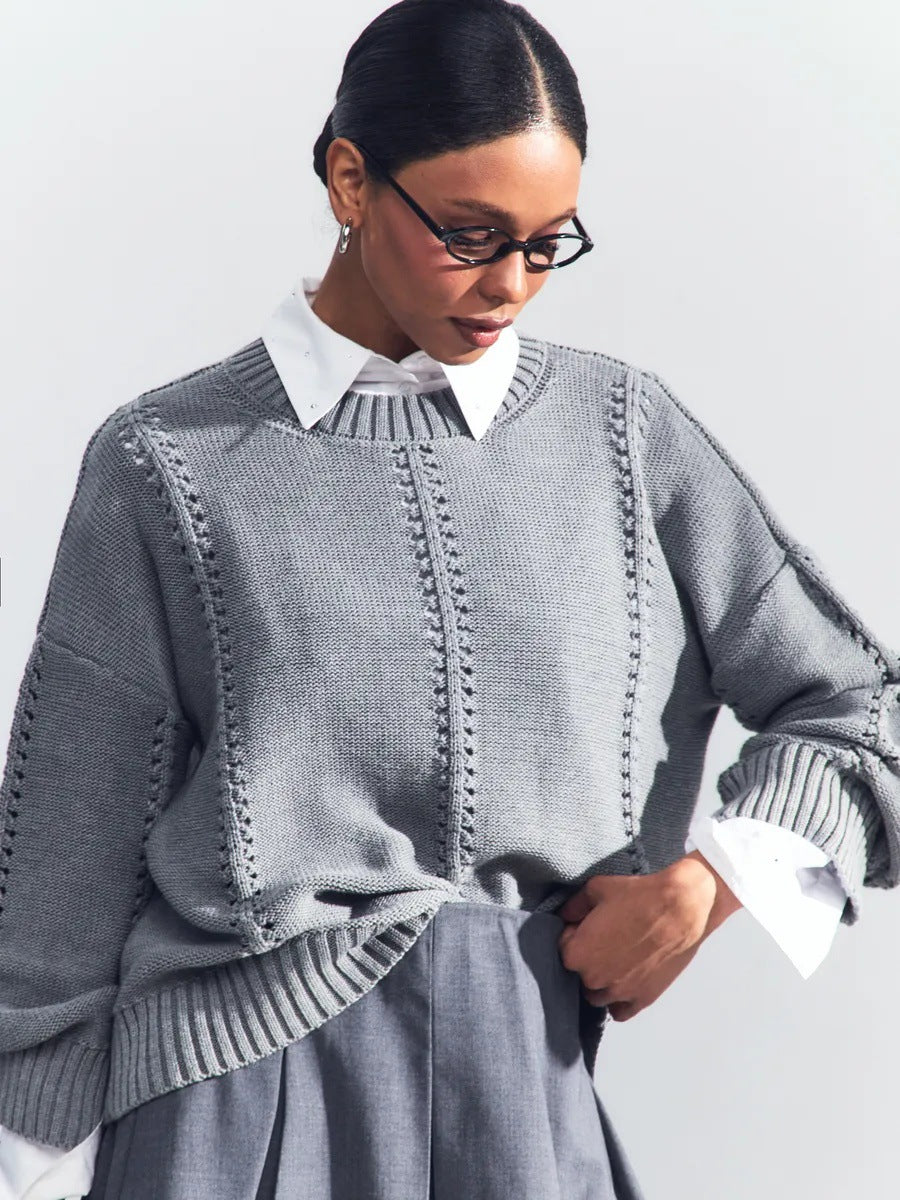 Kvindernes afslappede strikkede sweater med luftig struktur Stilla