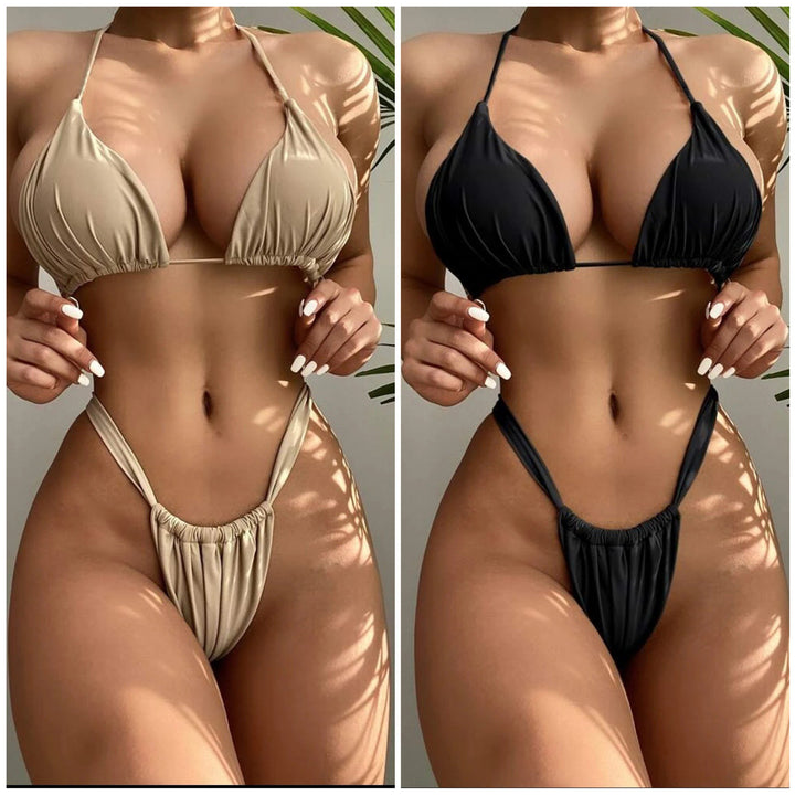 Dame Triangel-Bikini-Sæt med justerbare stropper og elegante flæsedetaljer Stilla