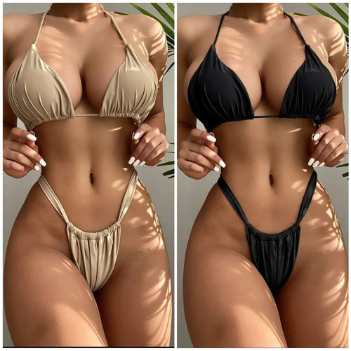 Dame Triangel-Bikini-Sæt med justerbare stropper og elegante flæsedetaljer Stilla