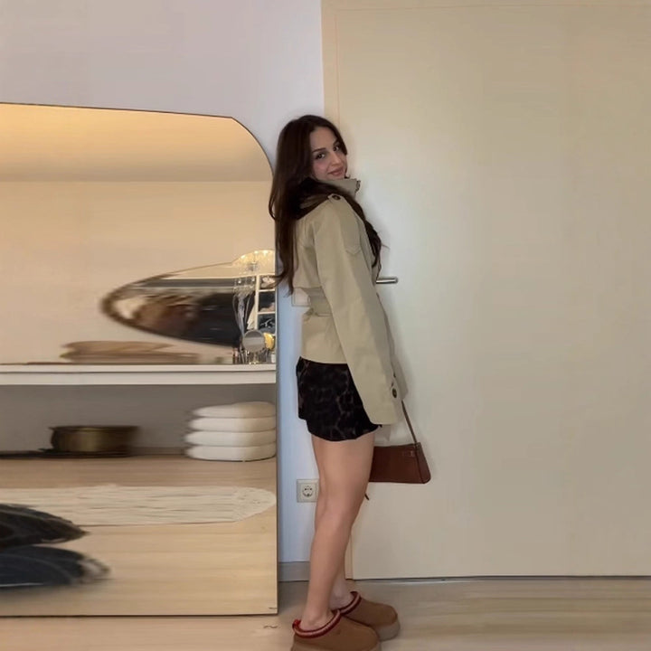 Dame Mode Trench Coat med Talje Bælte Stilla