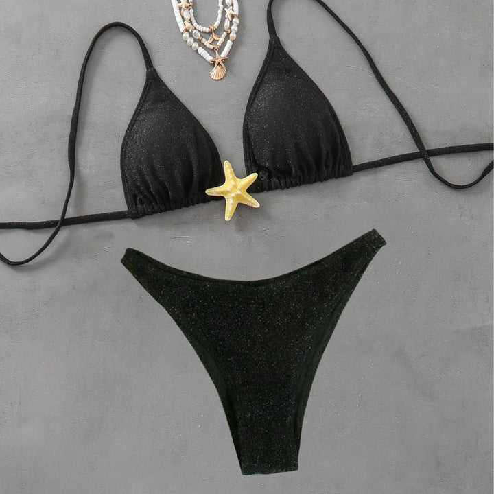 Dame Glinsende Triangel-Bikini-Sæt Stilla