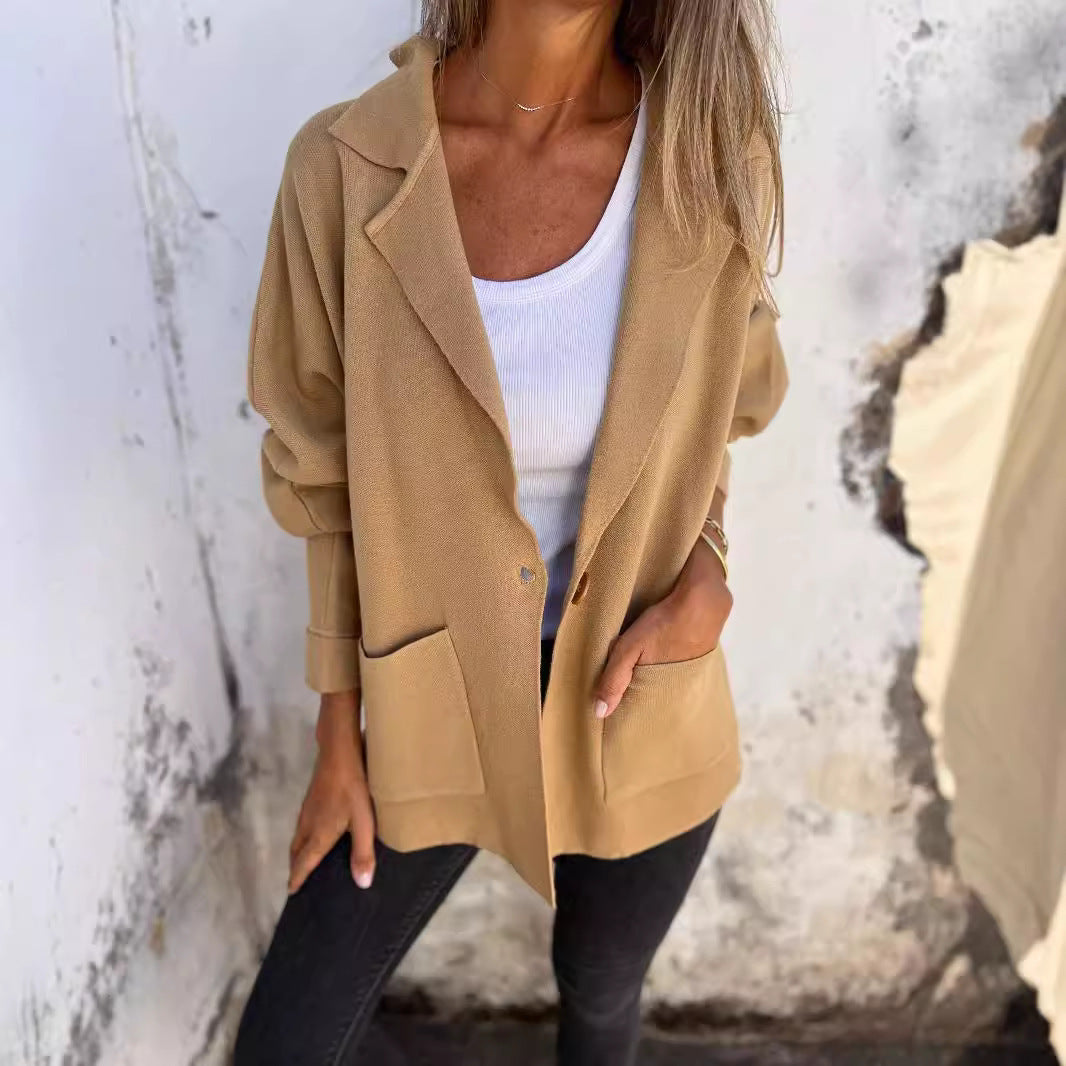 Dame Elegant Oversized Blazer med afslappet snit og praktiske lommer Stilla