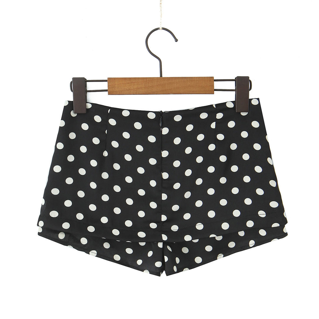 Dame shorts med moderne prikkedesign og elastisk bånd Stilla