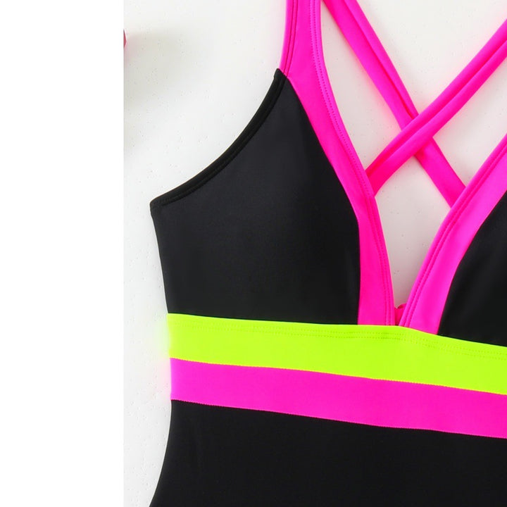 Dame Sporty Én-delt Badedragt med Farveblokdesign Stilla