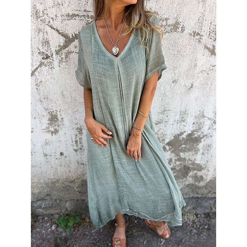 Stilla | Elegant V-Hals Semi-Formel Mellemlang Kjole