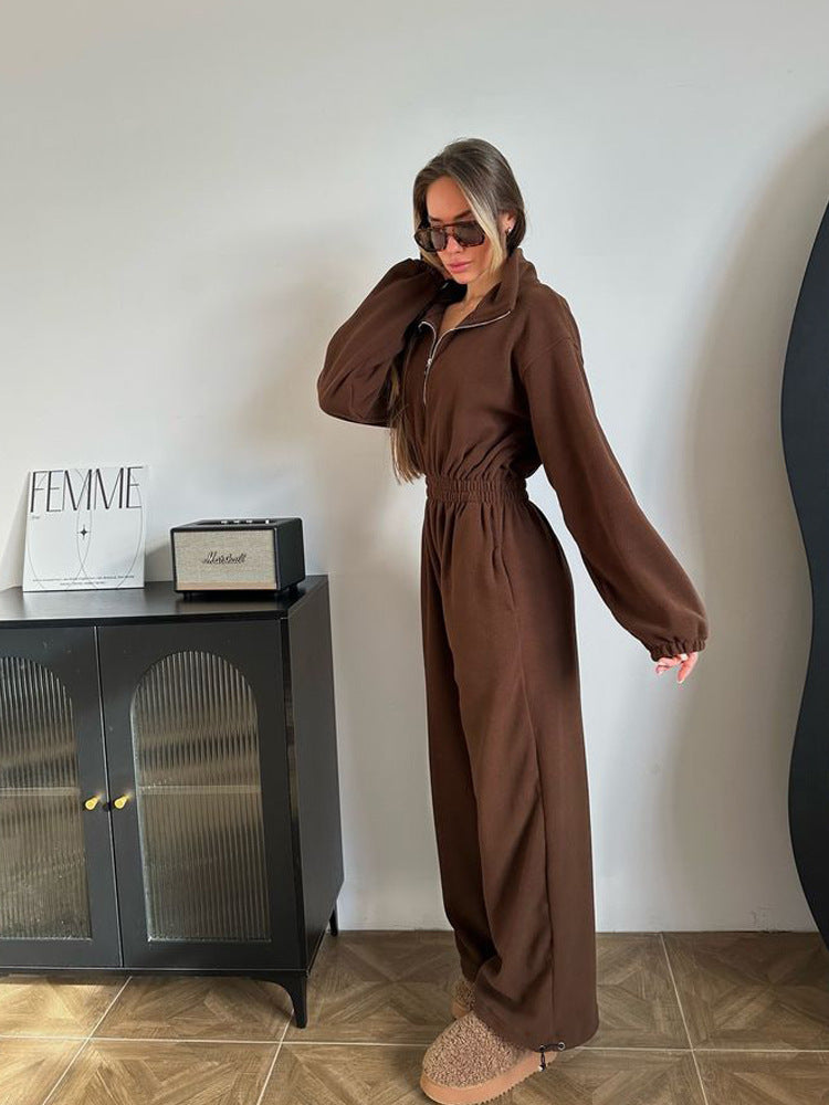 Damer behagelig og stilfuld fleece-jumpsuit Stilla