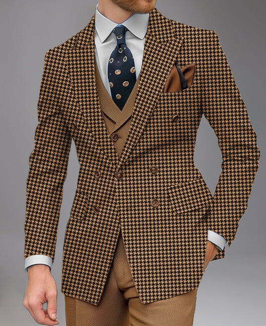 Herrer Dobbeltforet Businessblazer med elegant prikkemønster Stilla