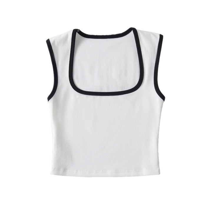 Dame Crop-Top med firkantet udskæring og smalle stropper Stilla