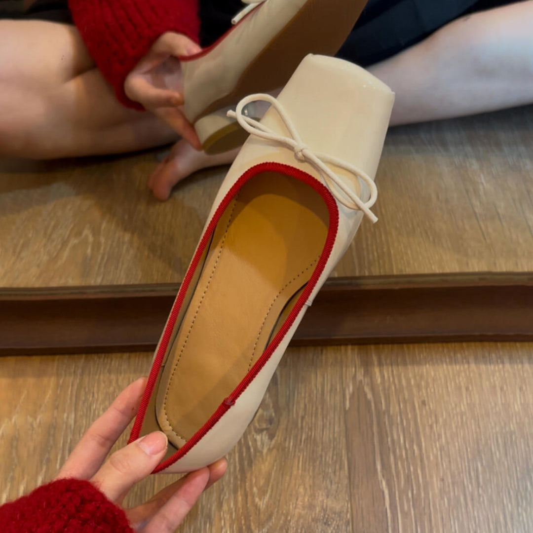 Kvinder Ballerina-flade med kvadratisk tåparti og rynkeudsmykning Stilla