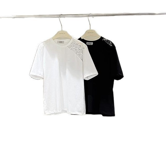Dame moderigtig T-shirt med fin broderi Stilla