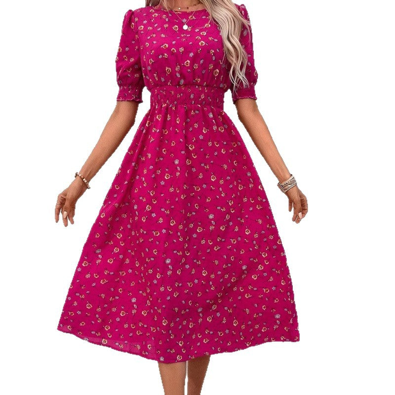Dame Let Maxi Kjole med Blomsterprint og Smock-Talje Stilla