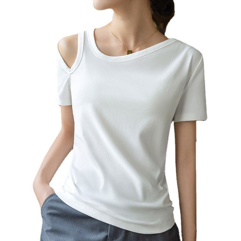 Damer moderne kortærmet skjorte i trendy off-shoulder-design Stilla