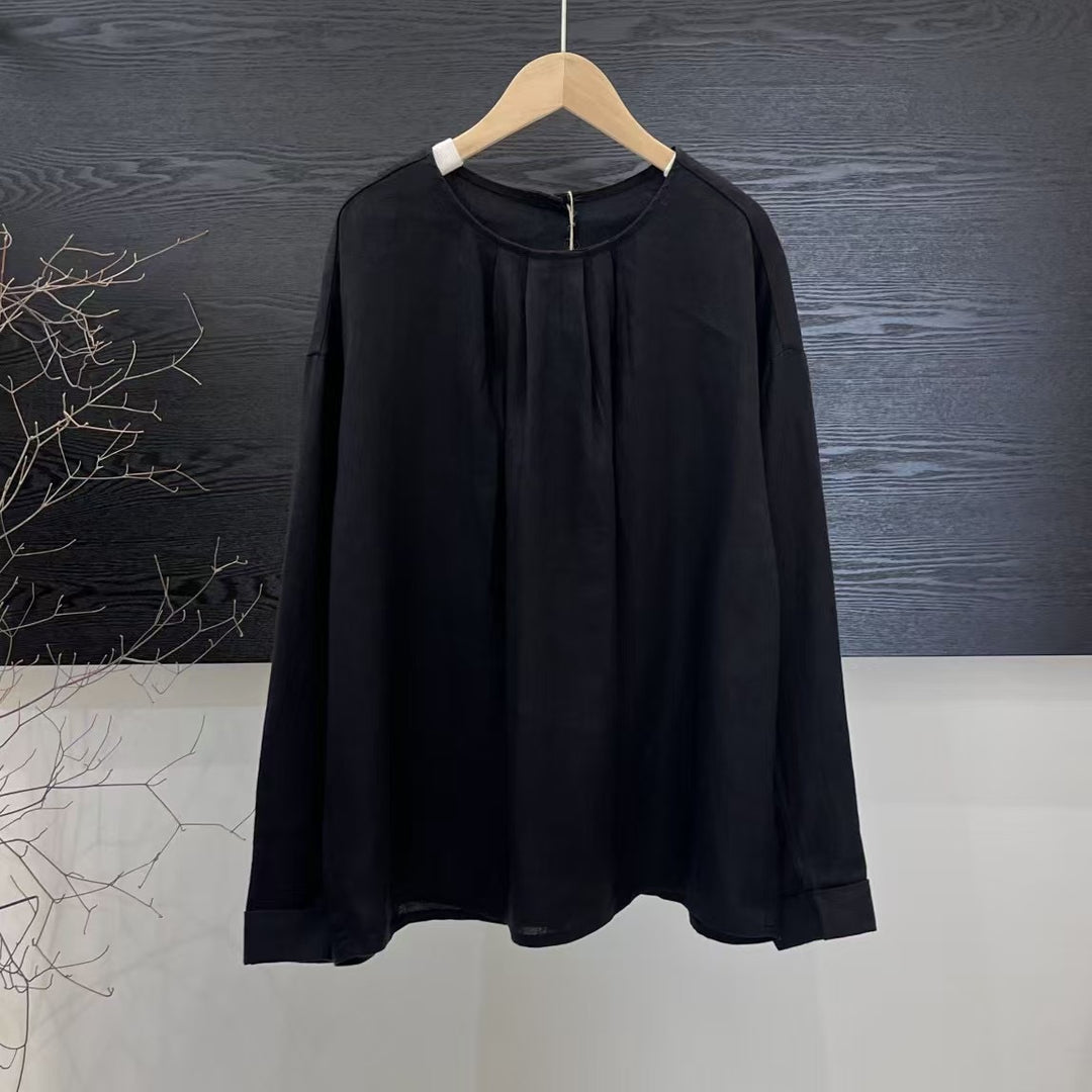 Femme Relaxed Fit Langærmet Plisseret Top Stilla
