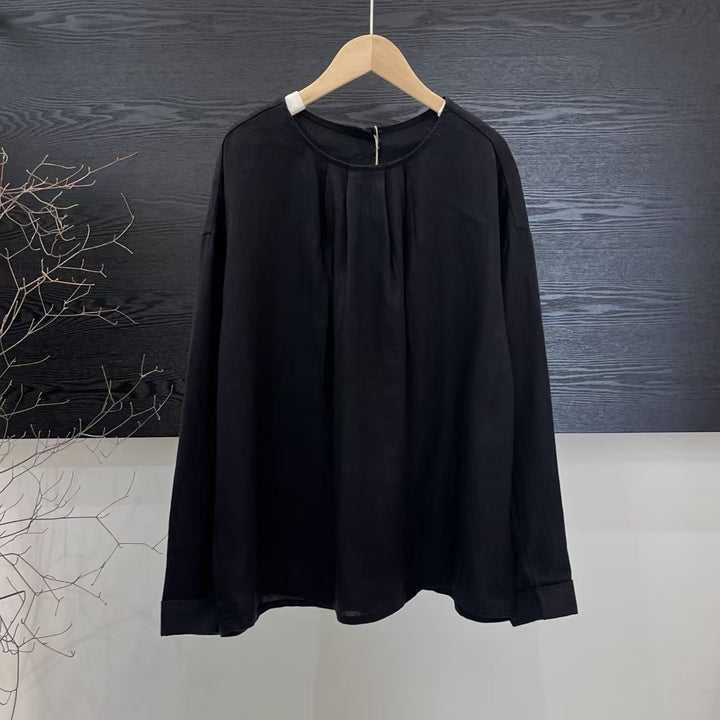 Femme Relaxed Fit Langærmet Plisseret Top Stilla