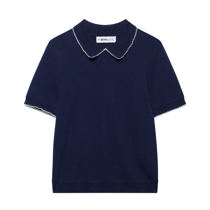 Femme Kortærmet Strik Polo Pullover Stilla