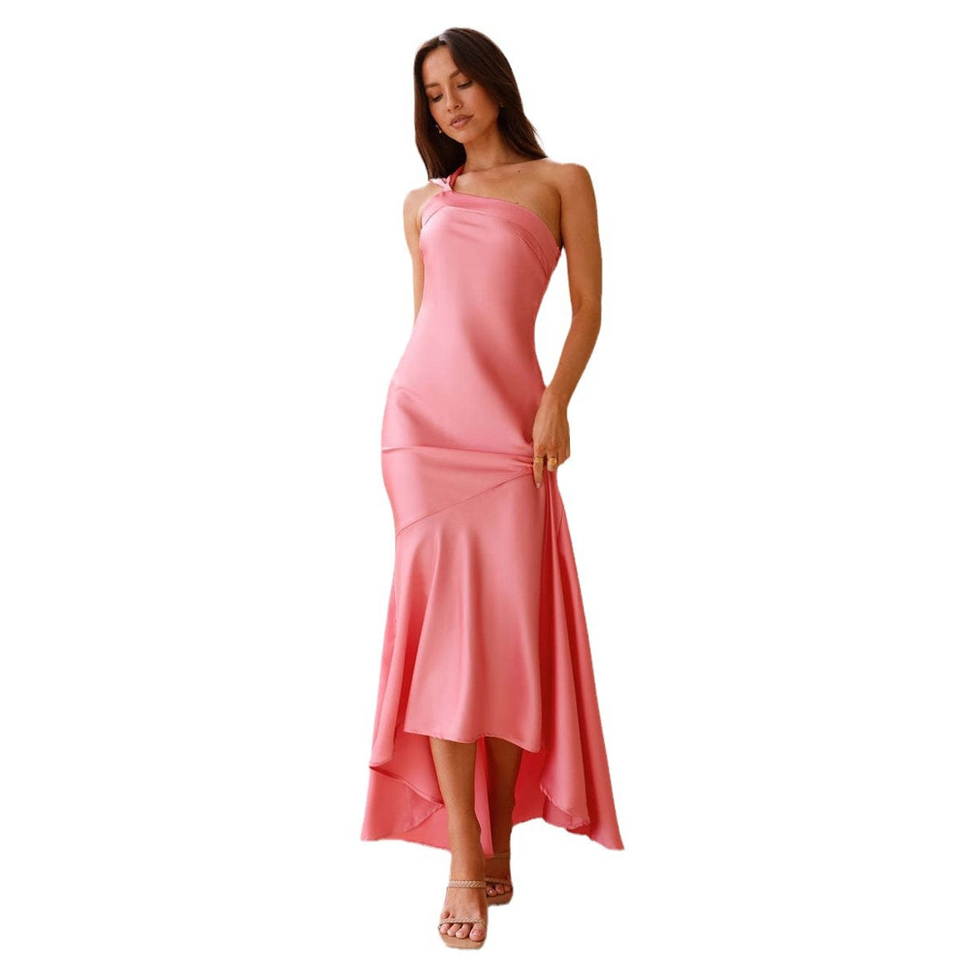 Kvinder Elegant Maxi Kjole med Asymmetrisk Strop og Flydende Stof Stilla