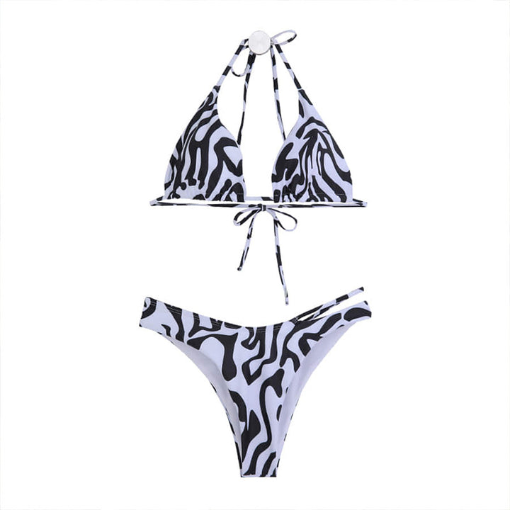 Dame Triangel-Bikini med raffineret zebra-mønster og justerbare stropper Stilla