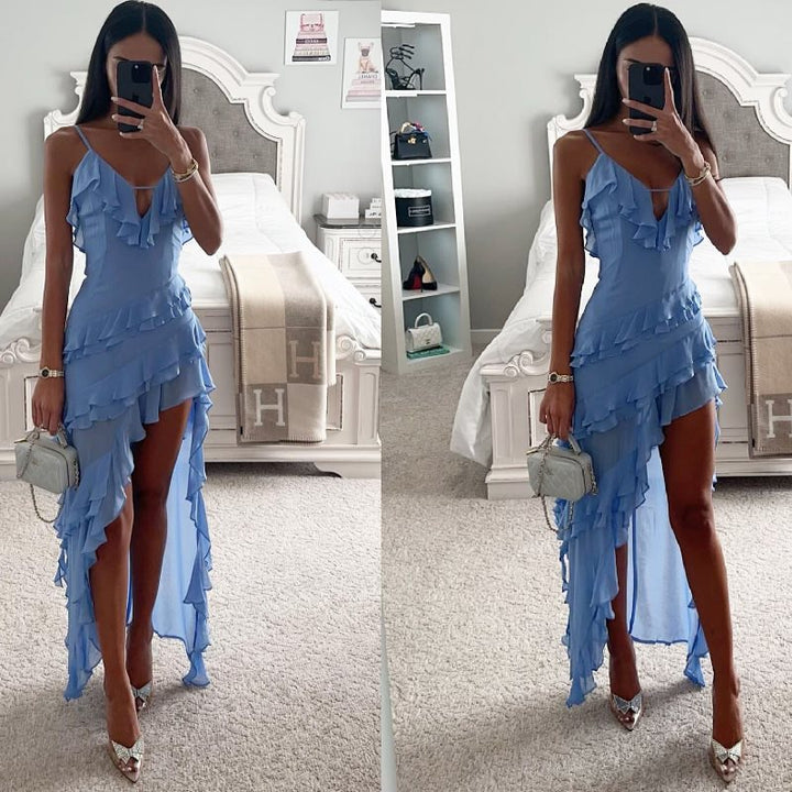 Dame Ruffle Kjole med asymmetrisk Kant Stilla