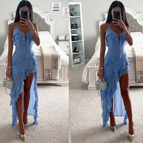 Dame Ruffle Kjole med asymmetrisk Kant Stilla