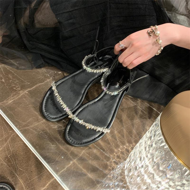 Dame Flade Sandaler med Strassdekoration Stilla