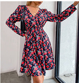 Dame Blomsterprint Wrap Kjole Stilla