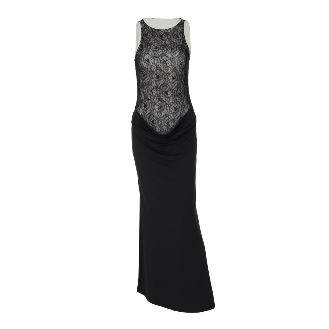 Dame Maxi-Kjole med elegante spidsaccentuer og raffineret drapering Stilla