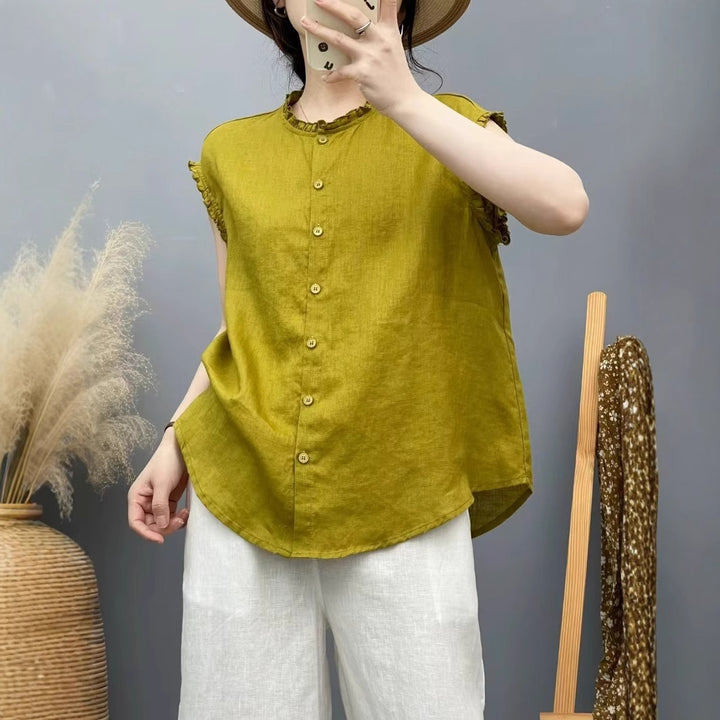 Femme Afslappet Siddebåndende Button-Down Skjorte Stilla