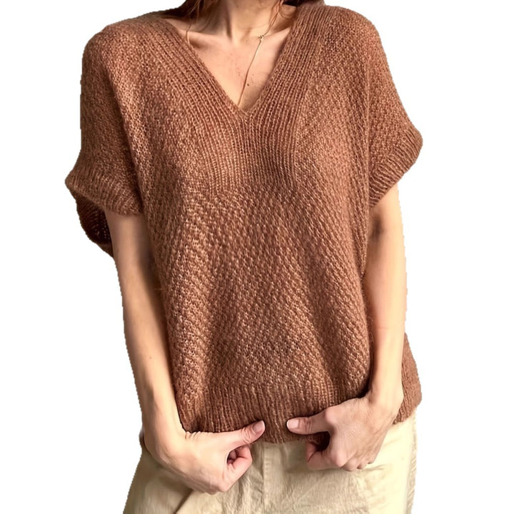 Femme Chunky Strik V-Udskæring Top Stilla