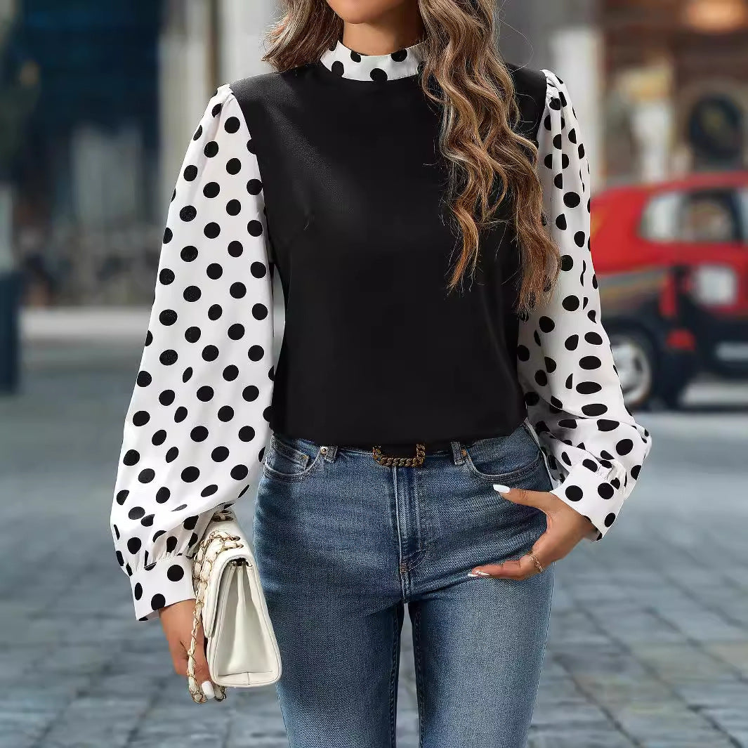 Dame elegant bluse med puffede ærmer Stilla