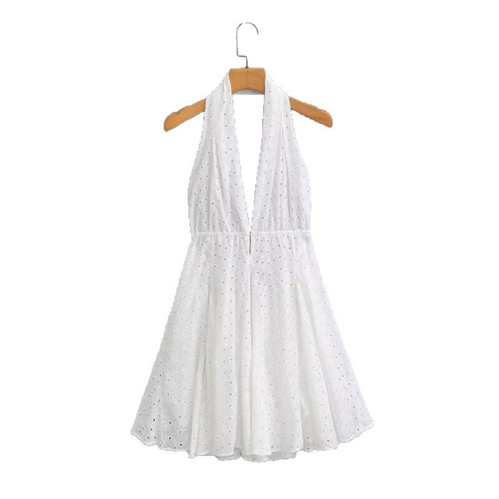 Dame Halterneck Mini Kjole med Øje-detaljer Stilla