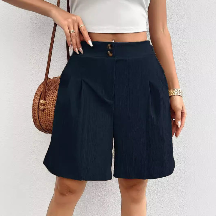 Damer casual shorts med høj talje og dekorative knapdetaljer Stilla