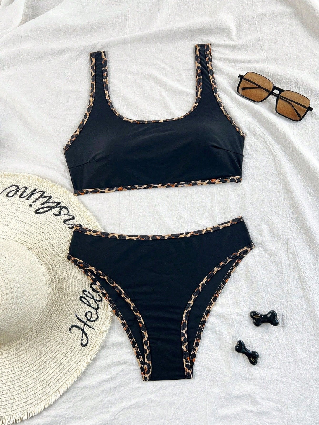 Dame bikini sæt med trendy leopardmønster Skovae