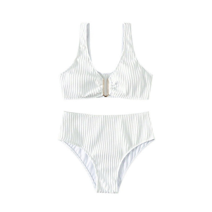 Dame Højskåret Bikini-Sæt med stribet design og moderne udskæring Stilla