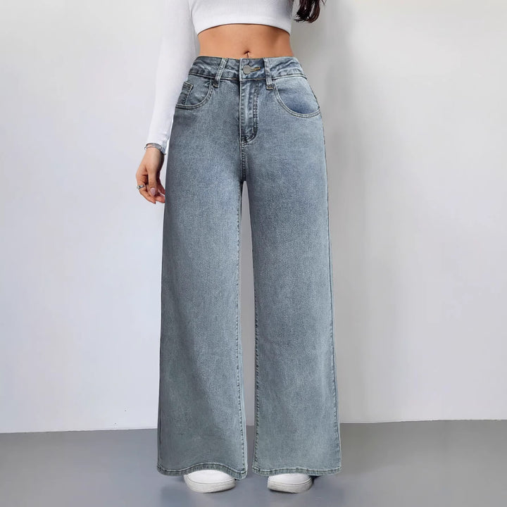 Dame brede vintage jeans med høj talje og afslappet look Skovae