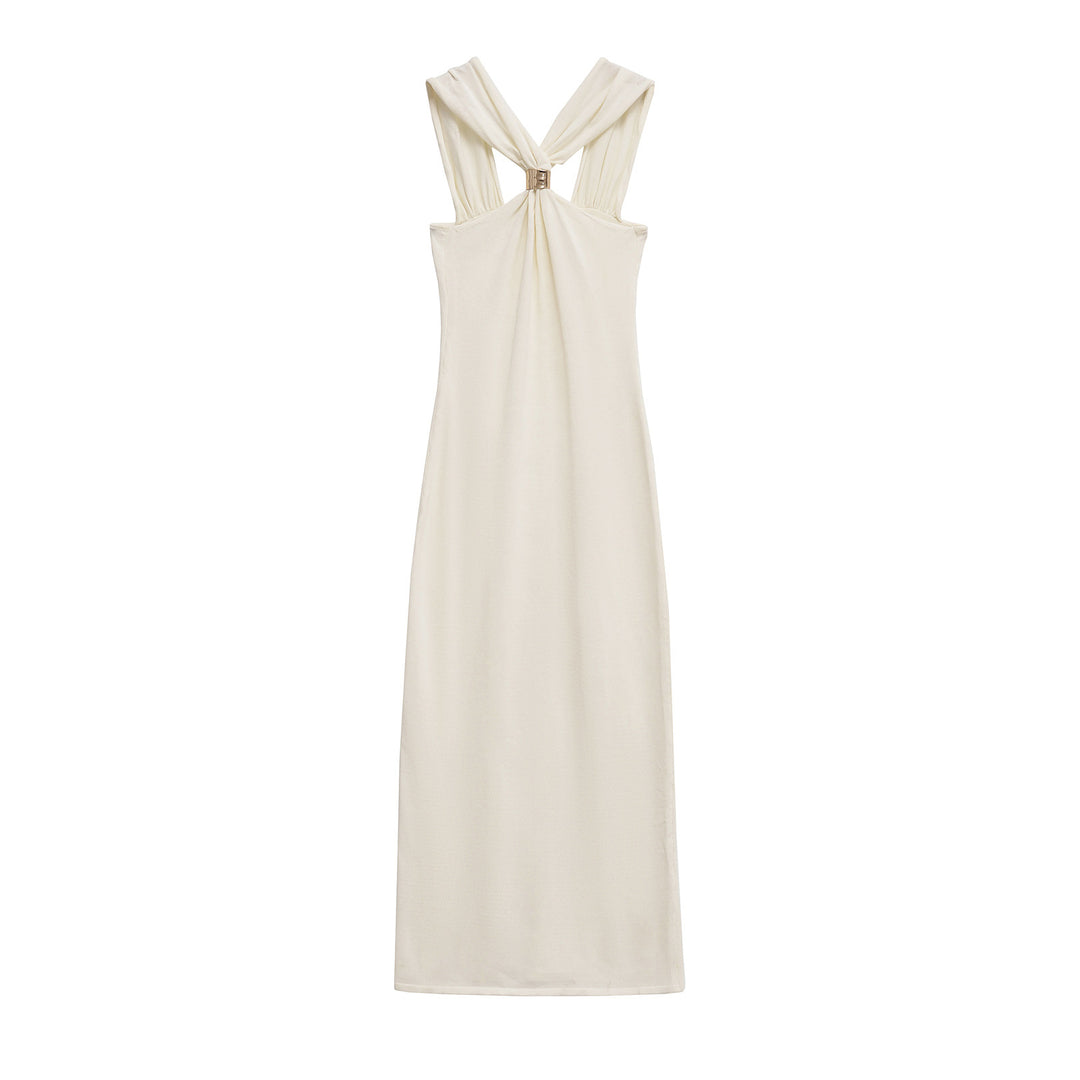 Femme Elegante Maxi Kjole med Unik Ryg Design Stilla