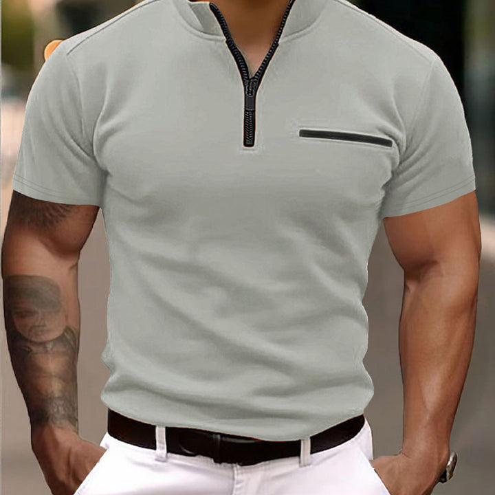 Herrer Korte Ærmer Polo T-Shirt med Lynlås Stilla