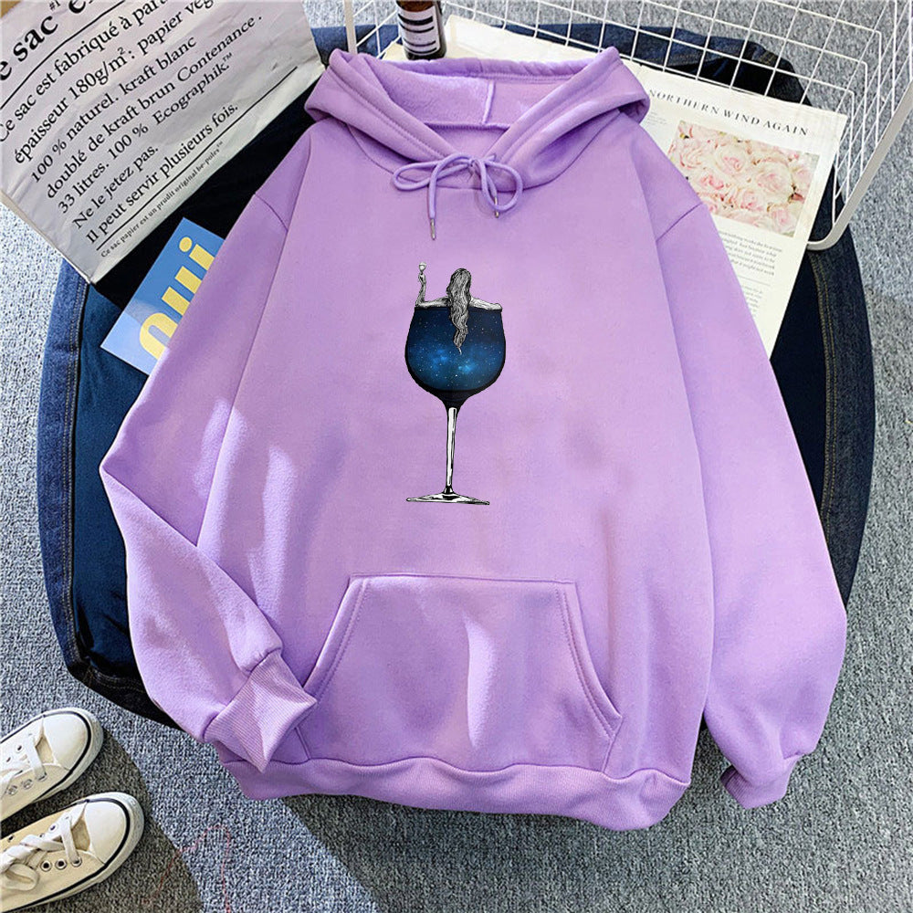 Kvinders hoodie med kreativ cocktail design Skovae