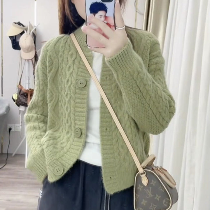 Dame Cozy Cardigan med Kabelmønster Stilla 1772285547