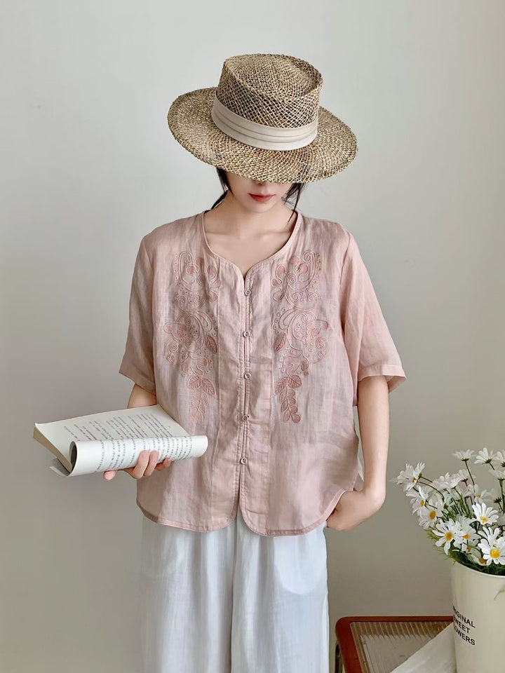 Femme Bestikset Button-Up Linned blouse Stilla